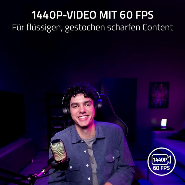 Razer Kiyo V2 X - Full-HD-Webcam 1080p, 60 FPS für Creators - Autofokus - Weitwinkel-Objektiv - Inte