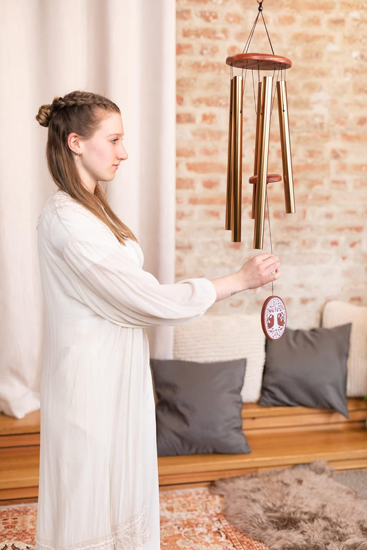 Sonic Energy Tree of Life Meditation Chime – Windspiel mit 5 Klangstäben (432 Hz) – für Garten u. En