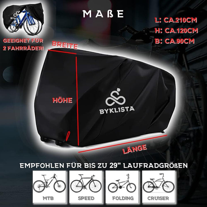 BYKLISTA Fahrradgarage für 2 Fahrräder + eBook - Fahrradabdeckung wasserdicht aus 210D Oxford-Gewebe