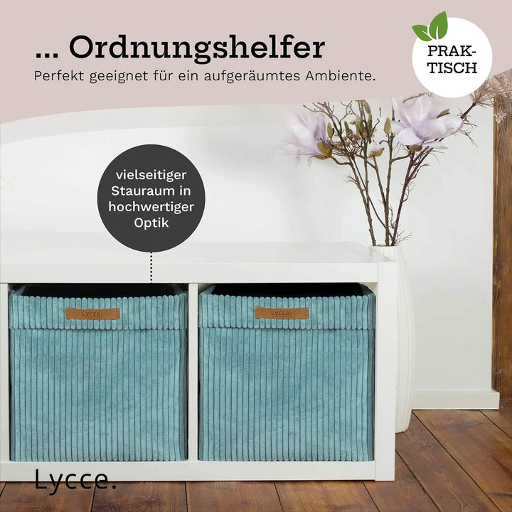 Kallax Box aus trendigem Cordstoff | Aufbewahrungskorb für Kallax Regal | Faltbox 33 x 33 x H31 cm m