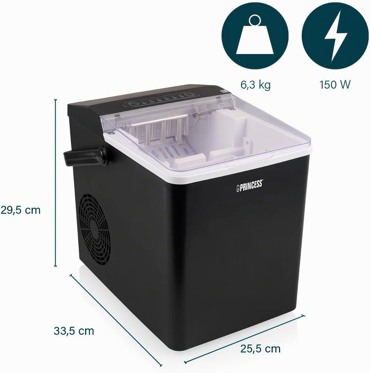 Princess Eiswürfelmaschine XXL - 1,75 L Wassertank 9 Eiswürfel in 6 Min. - Produziert bis zu 12 kg E