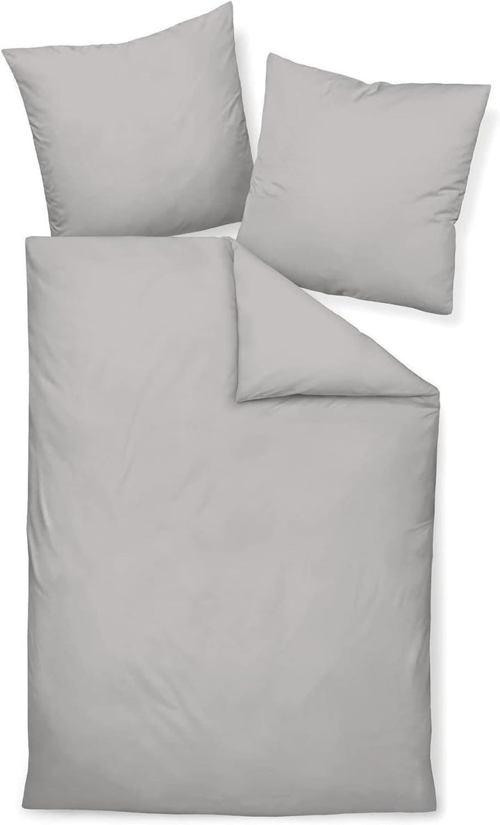 Janine Mako Satin Bettwäsche Uni Colors 155 x 220 cm Platin 155 cm x 220 cm Platin, 155 cm x 220 cm