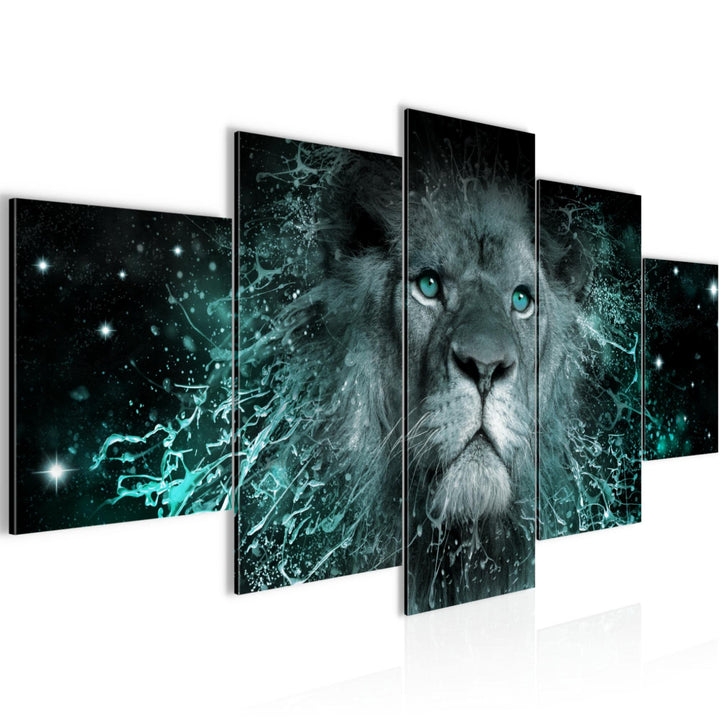 Runa Art Wandbilder Afrika Löwe 5 Teilig Bild auf Vlies Leinwand Deko Wohnzimmer Schlafzimmer Abstra