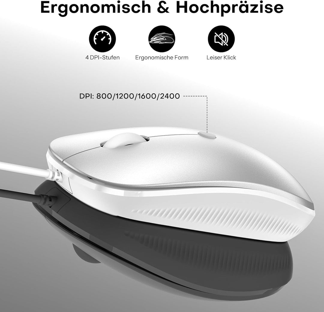 OMOTON Kabel Mac Tastatur Maus Set, USB-/Type-C-Doppelanschluss, geeignet für Apple Mac Pro/Mini, iM