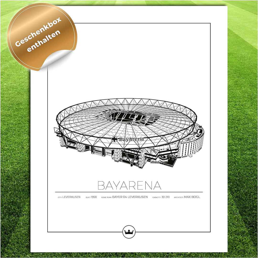 Sverigemotiv.se Stadium Posters (Bayer Leverkusen - Bayarena, 40x50 cm) 40x50 cm Bayer Leverkusen -