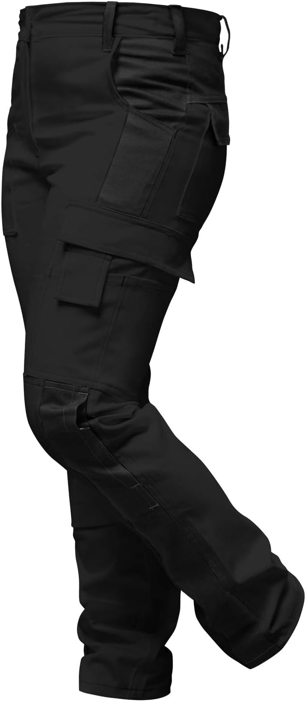 strongAnt Damen Arbeitshose komplett Stretch für Frauen Bundhose mit Kniepolstertaschen Schwarz Grau
