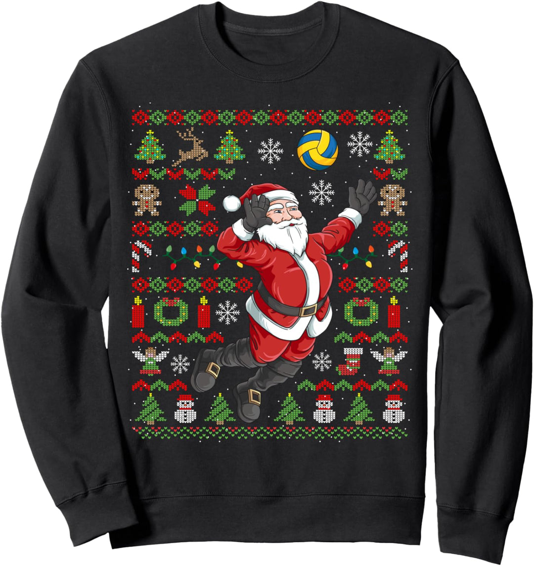 Ugly Christmas Volleyball Weihnachtsmann Weihnachten Sweatshirt