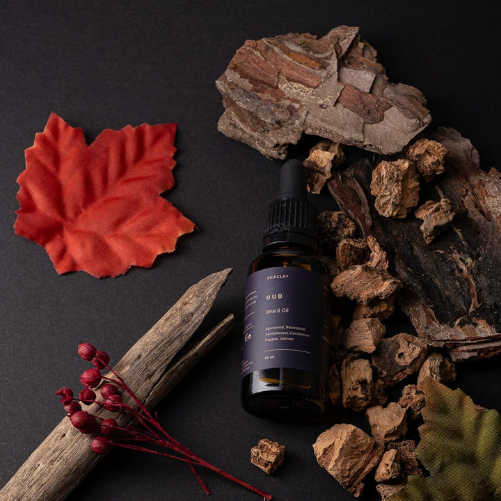 SILKCLAY Oud Bartöl und Gesichtshautöl Beard Oil aus 6 Ölen nährt und revitalisiert 30 ml Palisander