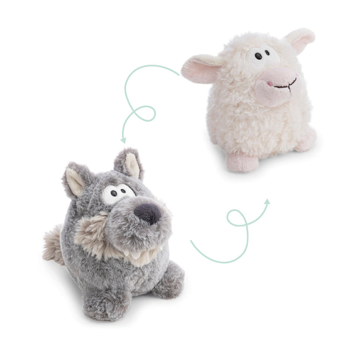 NICI Kuscheltier Wolf mit Wendefunktion 15cm 2 in 1 - grau - Weiches NICI-Plüschtier – Ideal zum Kus