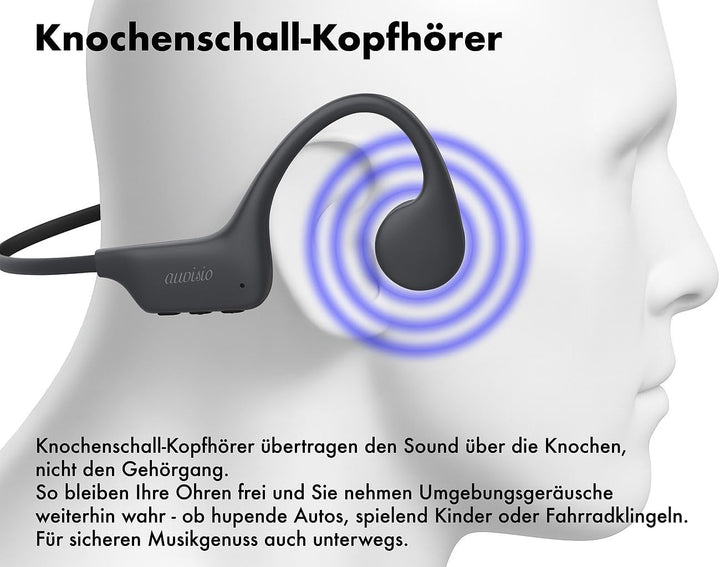 auvisio Knochenkopfhörer: Wasserdichter Knochenschall-Kopfhörer, Bluetooth 5.4, MP3, 32 GB, IP68 (Kn