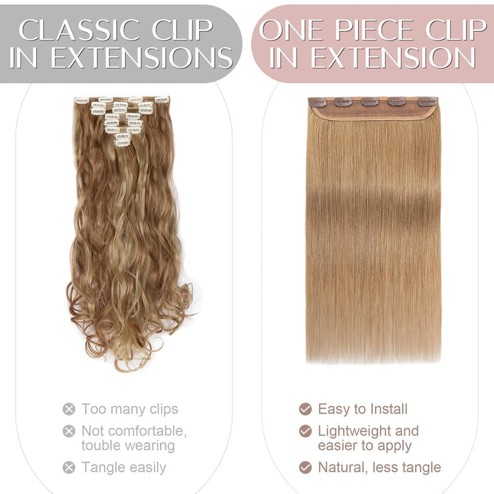 SEGO Clip in Extensions Haarverlängerungen Remy Echthaar 7A ein Teilig Haarteil 100% Human Haar Glat