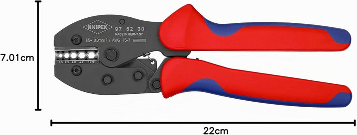 Knipex PreciForce® Crimpzange brüniert, mit Mehrkomponenten-Hüllen 220 mm 97 52 30