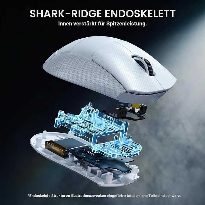ATTACK SHARK V8 8000Hz Kabellose Gaming-Maus, Nordic 54L15 Chip, PAW3950MAX Sensor, 42000 DPI, 20000