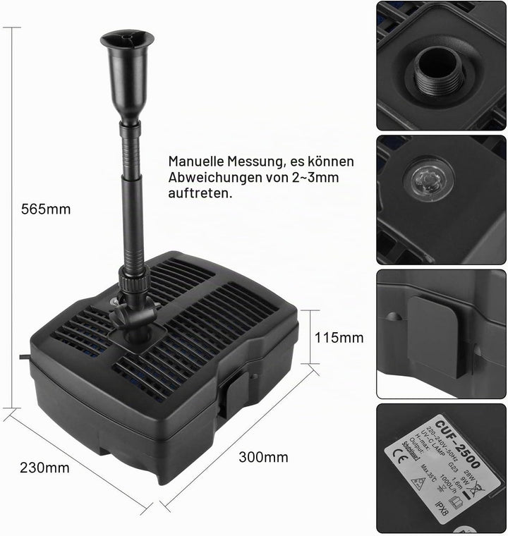 YAOBLUESEA 4 in 1 Teichpumpe Springbrunnenpumpe mit Filter UV-Klärer,Wasserspielpumpe Bachlaufpumpe,