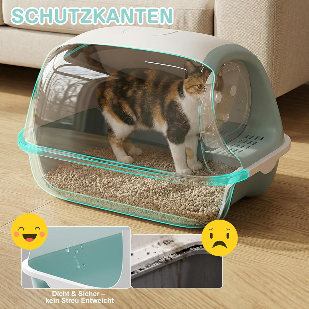 3-in-1 Katzenklo, mit deckel, Zvonema Katzentoilette hoher Rand, niedriger Einstieg für Kätzchen & S