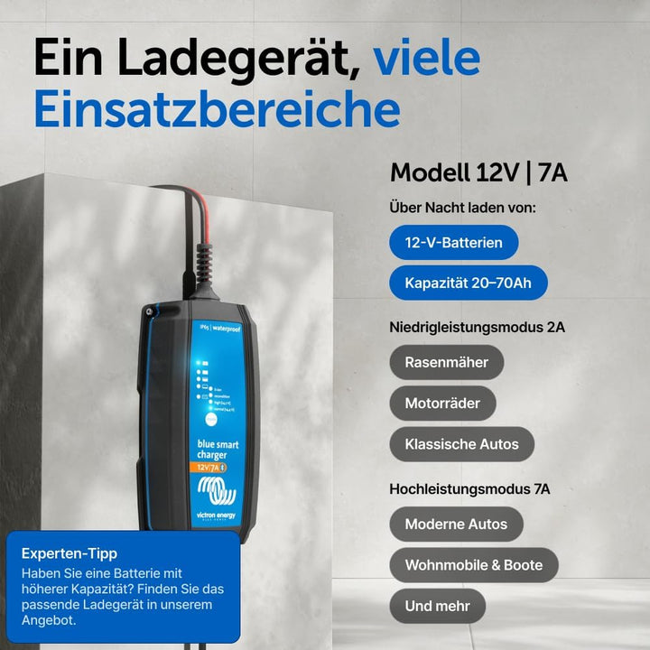 Victron Energy Blue Smart IP65 12-Volt 7 Amp 230V, Batterie Ladegerät, Bluetooth (CEE 7/17) 12V/7A (