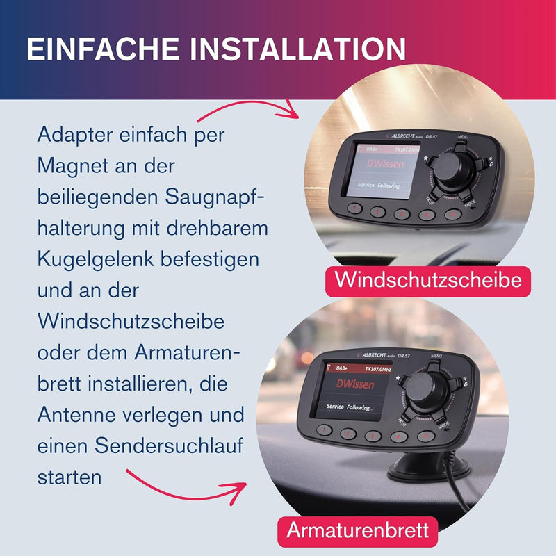 Albrecht DR 57 Adapter zum Aufrüsten von Auto-Radios, 27257, FM-Transmitter für DAB+ Sender und Blue