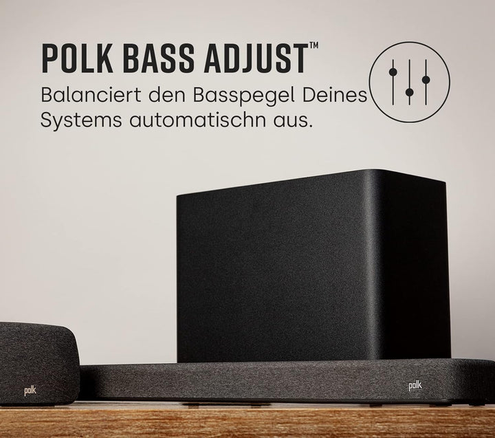 Polk Audio React Sub, kabelloser Subwoofer für die Polk React Soundbar, React Soundbar