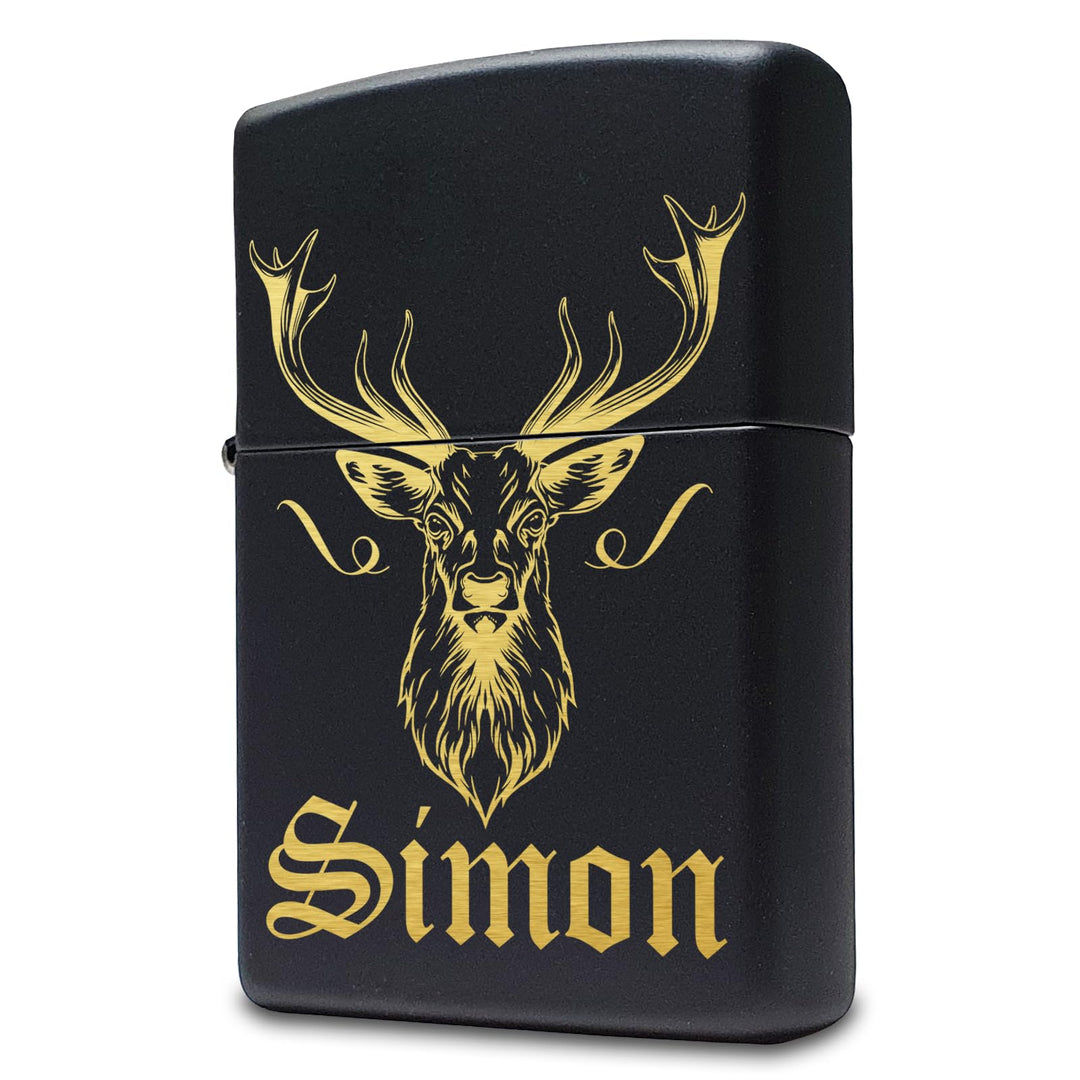 Jäger & Hirsch Zippo Feuerzeug mit Gravur personalisiert | Männer Geschenke für Jäger & Jagd, mit Hi