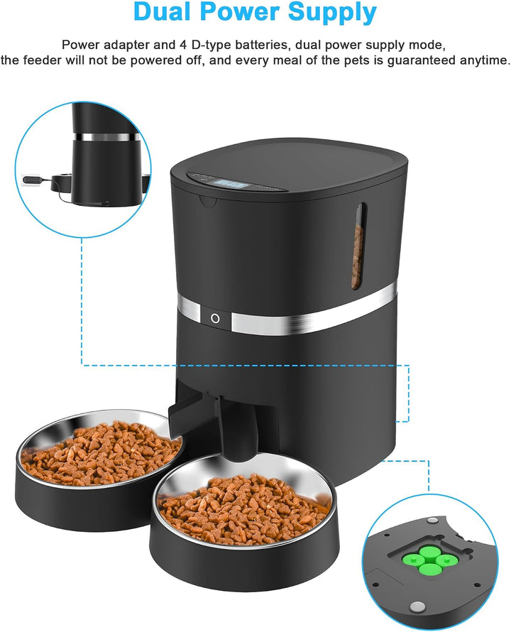 WellToBe Smart Futterautomat Katze &amp; Hund, WiFi Automatischer Futterspender für 2 Katze, Pet Feeder