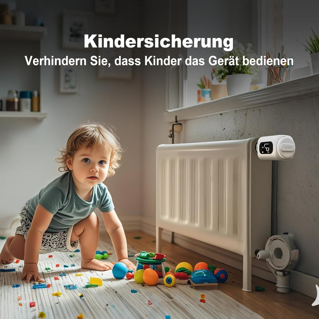 ECOBAY WiFi Heizkörperthermostat, kein Hub erforderlich, smartes TRV, kabelloses Heizungsthermostat,