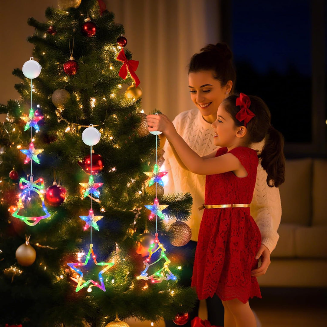 3 Stück Weihnachtsdeko Fenster Beleuchtet - LED Weihnachtsbeleuchtung Innen mit Saugnapf, Batteriebe