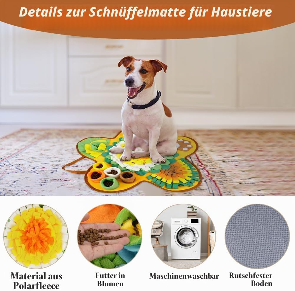 OSDUE Schnüffelteppich Hund, Futterschnüffel-Futtermatte, Hunde-Schnüffelmatte, Welpen-Trainingsmatt