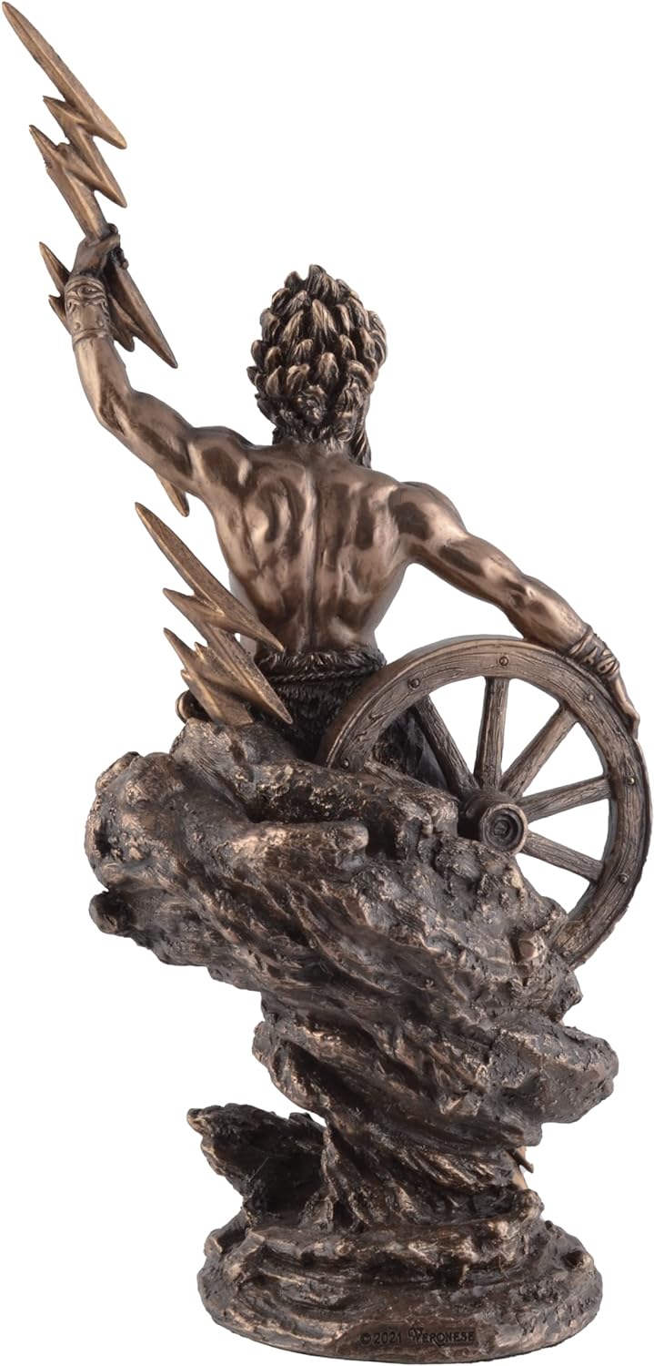 Taranis keltischer Gott des Donners - mit Blitz und Wagenrad bronziert by Veronese