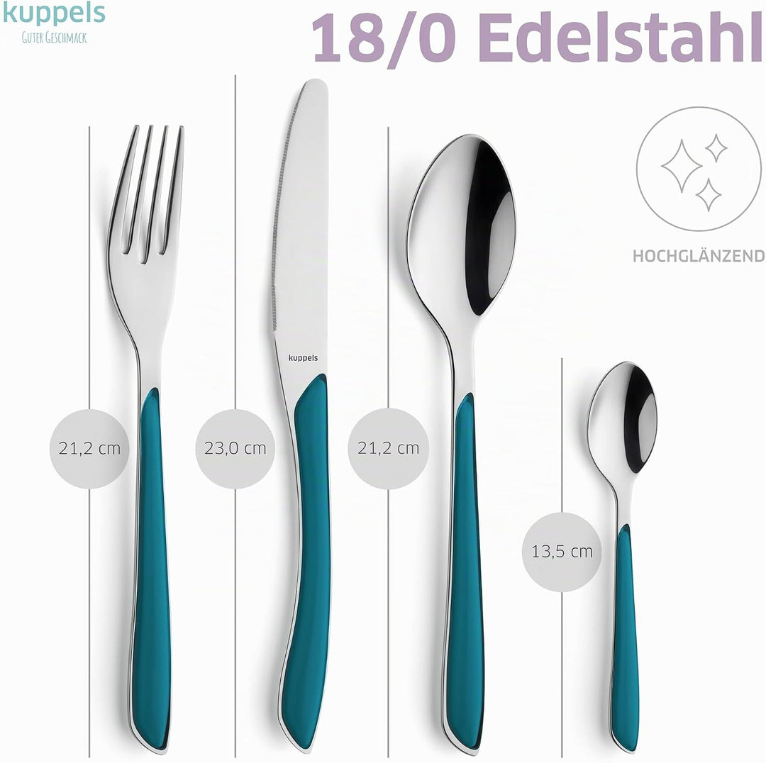 Kuppels Prisma Besteck Set für 6 Personen aus Edelstahl poliert | Besteckset 24-teilig | Hochwertige