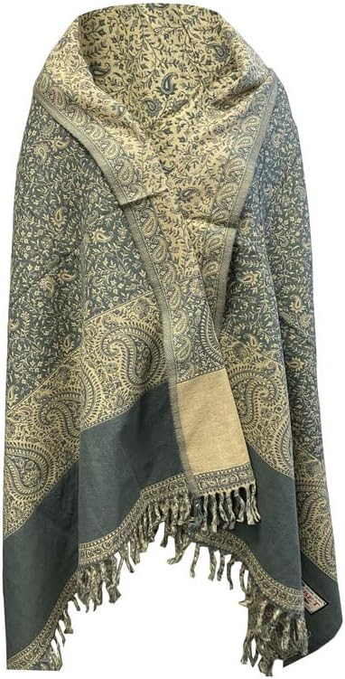 TI Halstuch aus reiner Yakwolle, Vintage-Stil, Blumenmuster, Dekoration, Wolle, Unisex, doppelseitig