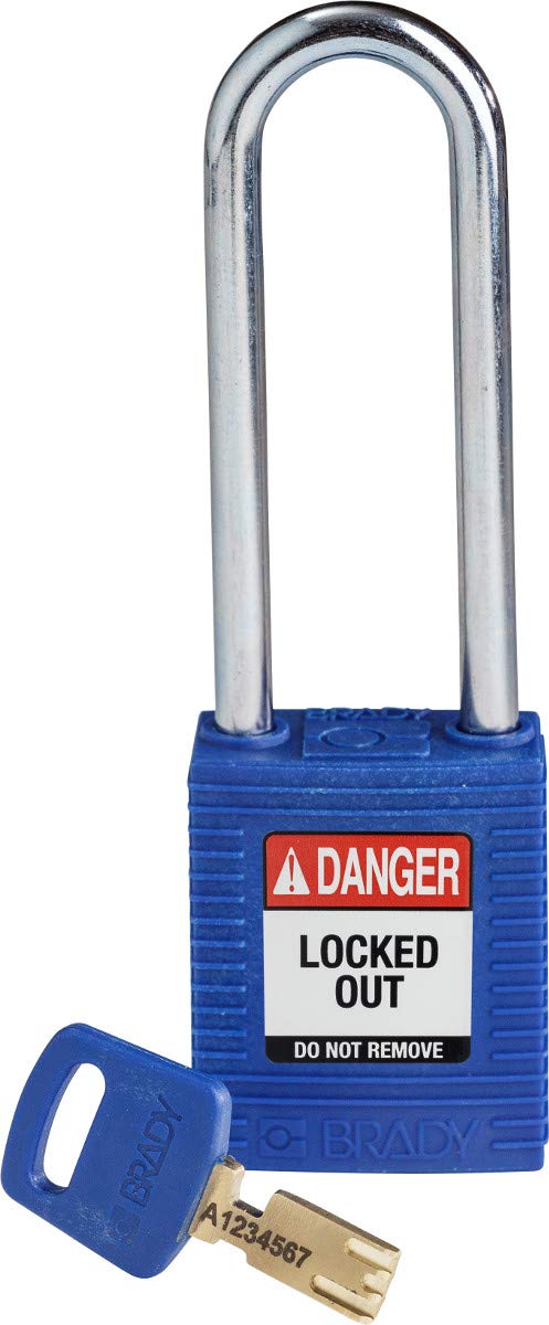 Brady (NYL-BLU-76ST-KD) SafeKey Nylon Lockout-Vorhängeschloss Mit Stahl Bügel 76.00 mm Blau KD - Ver