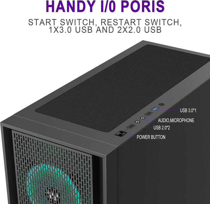 KEDIERS PC Gehäuse - Vorinstallierte 7 PWM ARGB lüfter, E-ATX Tower Gehäuse aus gehärtetem Glas, Sch