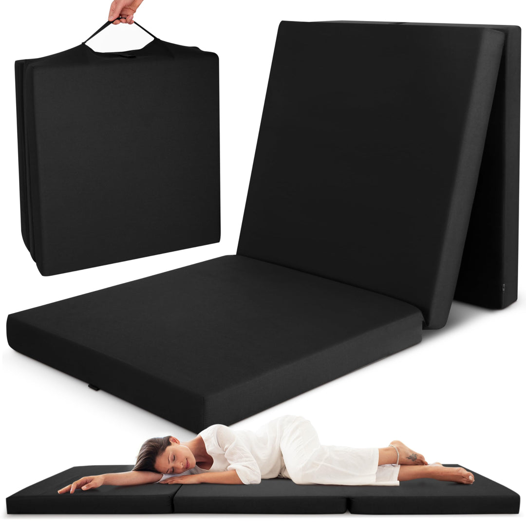 Beautissu Klappmatratze Gästebett klappbar Faltmatratze mit Tragegriff | 80x195cm Schwarz faltbare G