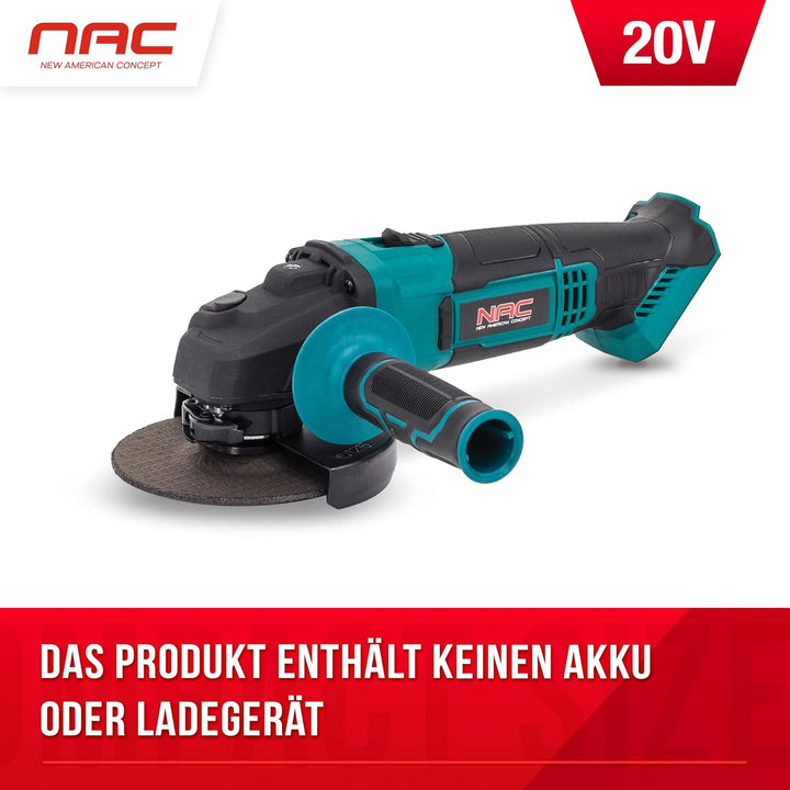 NAC NEW AMERICAN CONCEPT AGE-125-LI-20V NAC Winkelschleifer 20V 125mm 10 000rpm ohne Akku, Grün Nur