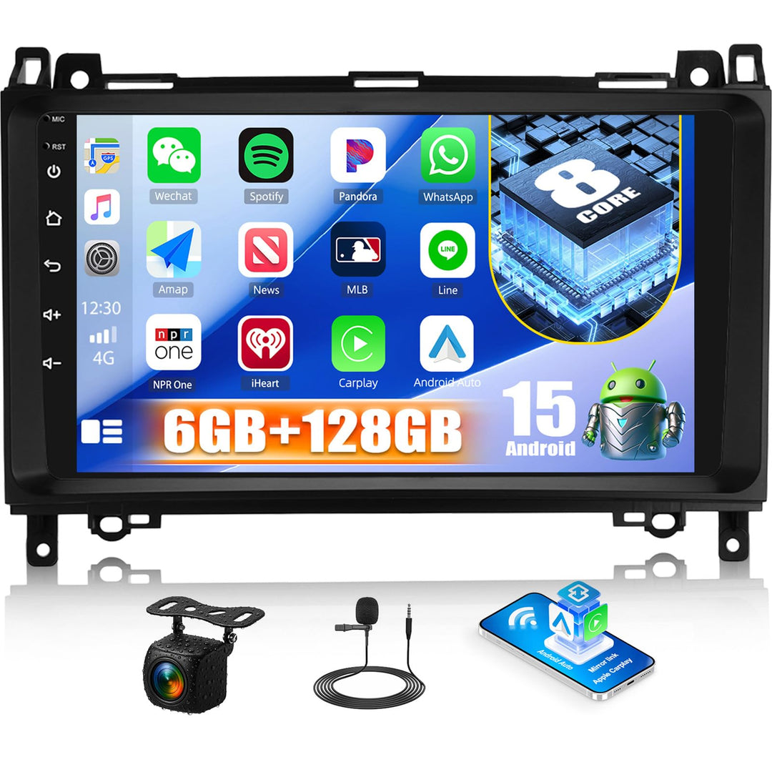 6+128G 8-Kern CAMECHO Android 15 Autoradio für Mercedes Benz B-Class W245 Viano Vito W639 Sprinter,