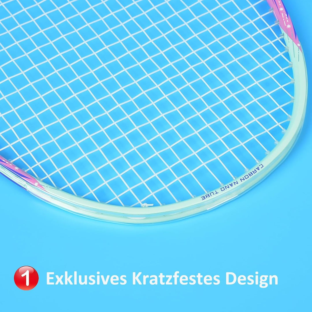 WHiZZ Carbon Badminton Schläger Set, Leichter Graphit Badmintonschläger Federball Set für Training,