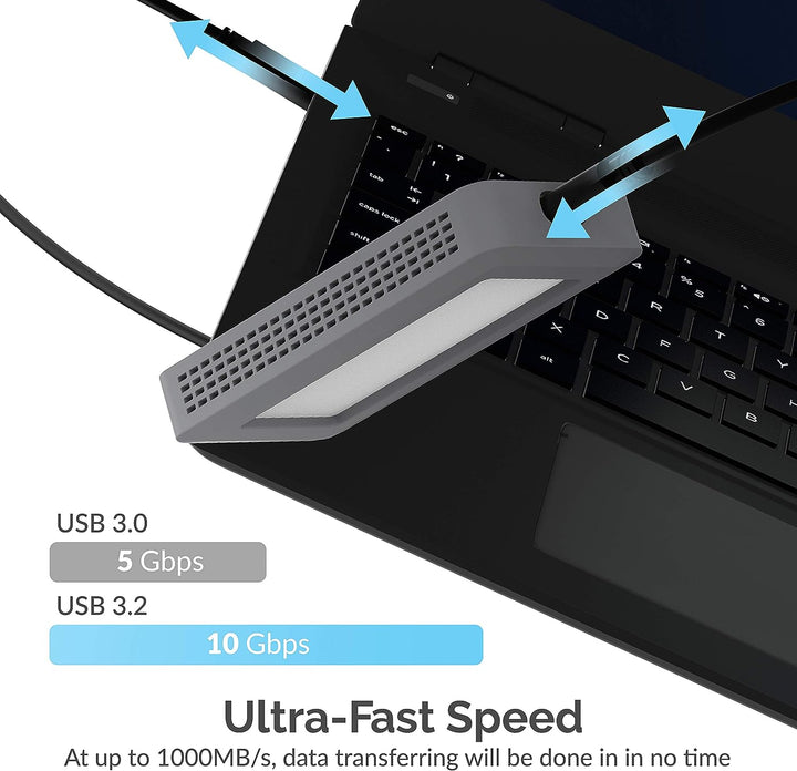 SABRENT M.2 SSD Robustes wasserdichtes Gehäuse, USB C 3.2 Gen 2 auf NVMe SSD, Aluminium Externes M2