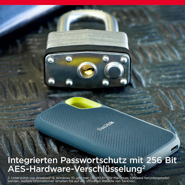 SanDisk Extreme Portable NVMe SSD 1 TB (USB-C, bis zu 1.050 MB/s Lesegeschwindigkeit und 1.000 MB/s