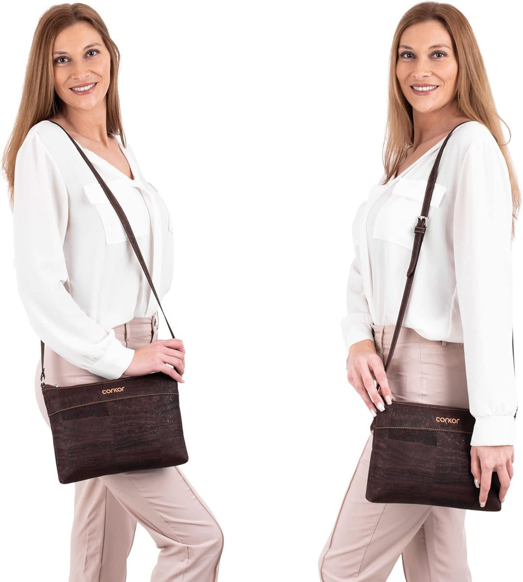 Corkor Vegane Umhängetasche Damen Geldbeutel Schultertaschen Handtasche Schulter Natur-Leder Natur K
