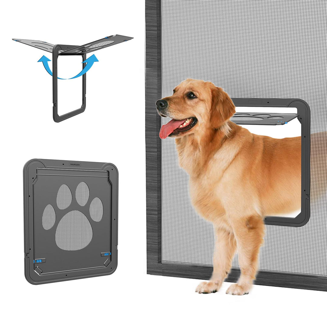 NAMSAN Haustierklappe Hundeklappe Katzenklapp für Fliegengitter mit Magnet Geschlossen