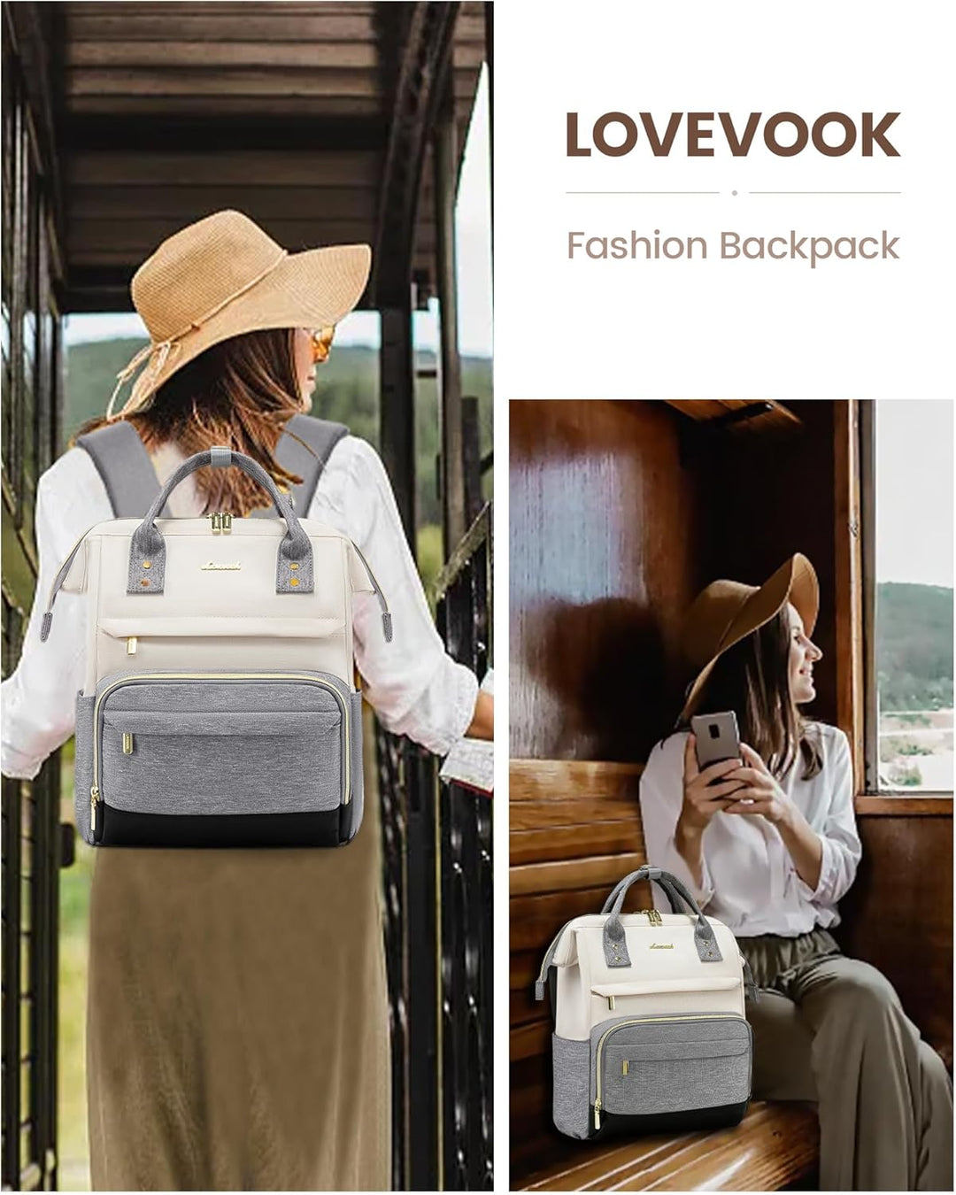 LOVEVOOK Rucksack Damen Klein, Rucksackhandtaschen Elegant, Wasserdicht Cityrucksack Rucksacktache 2
