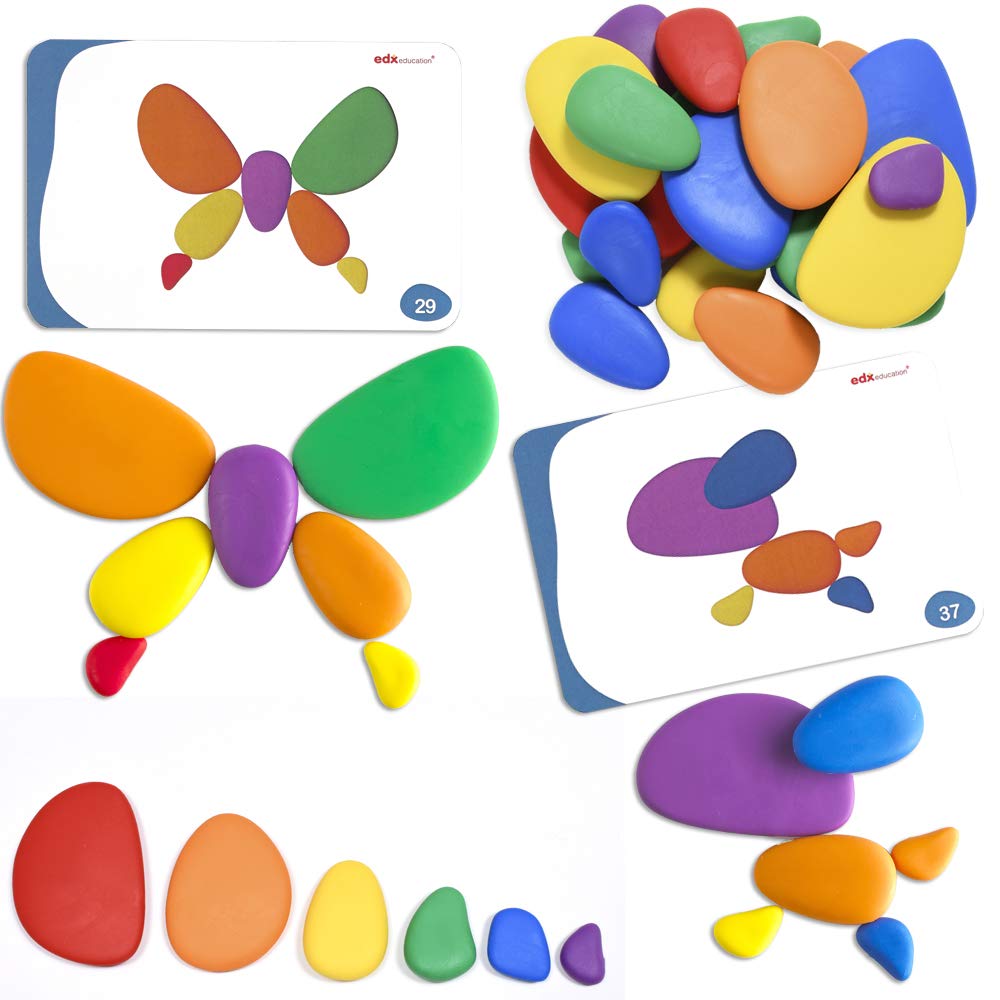 Rainbow Pebbles - Set mit 36 + 40 Aktivitäten - Die originalen Farbsortier- und Stapelsteine - Frühe