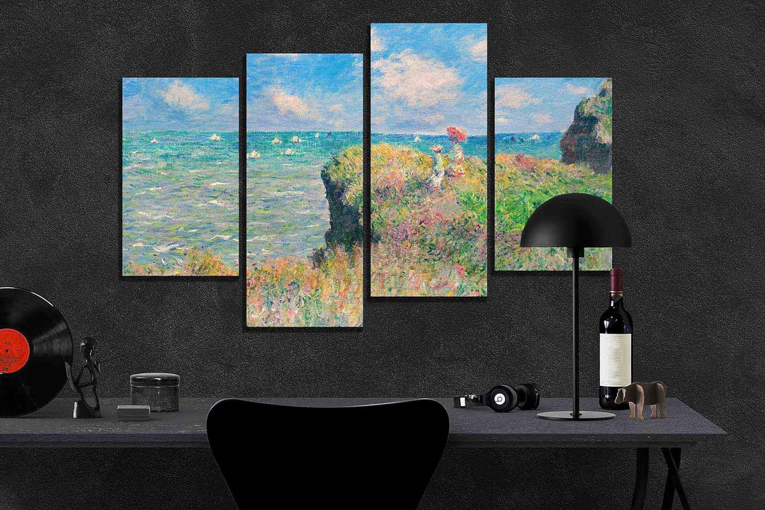 Claude Monet Kunstdruck auf Leinwand, gerahmt, Motiv "The Cliff Walk at Pourville", 89 x 56 cm 89cm