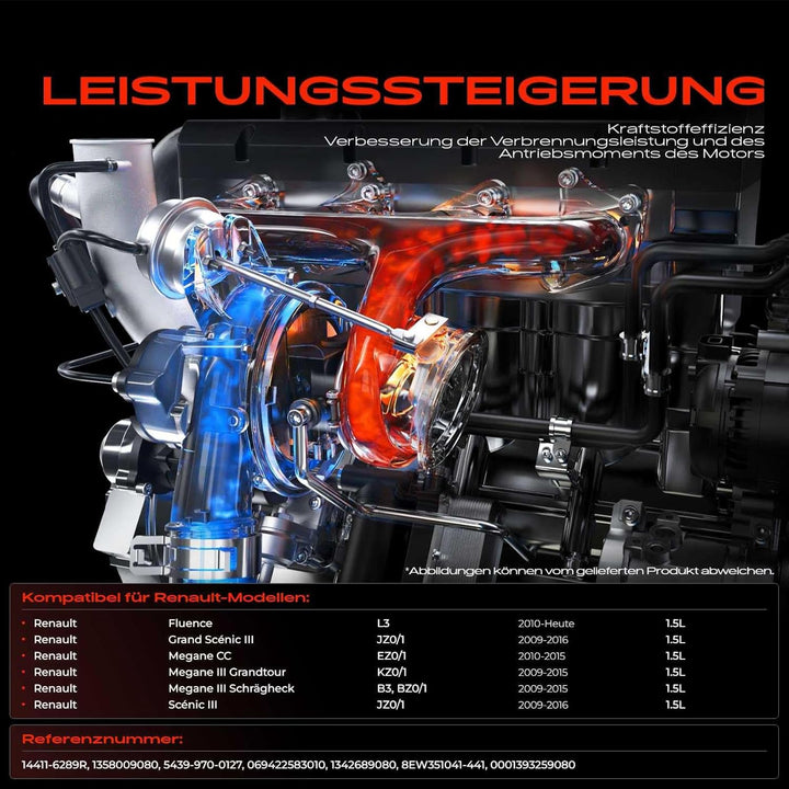 Frankberg Turbolader Kompatibel mit Fluence L3 1.5L 2010-Heute Scénic III JZ0/1 1.5L 2009-Heute Mega