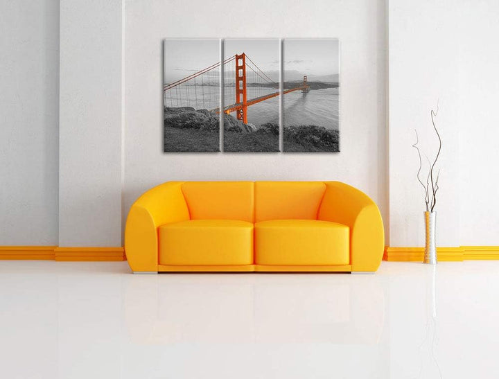 Pixxprint Golden Gate Bridge San Francisco als Leinwandbild | Grösse: 3 Teilig (120x80) | Wandbild|