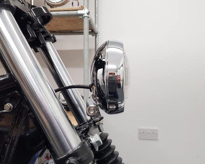5" Frontscheinwerfer Motorrad - Schale - 12V 55W in Chrom für Projekt Massgefertigt Fahrrad