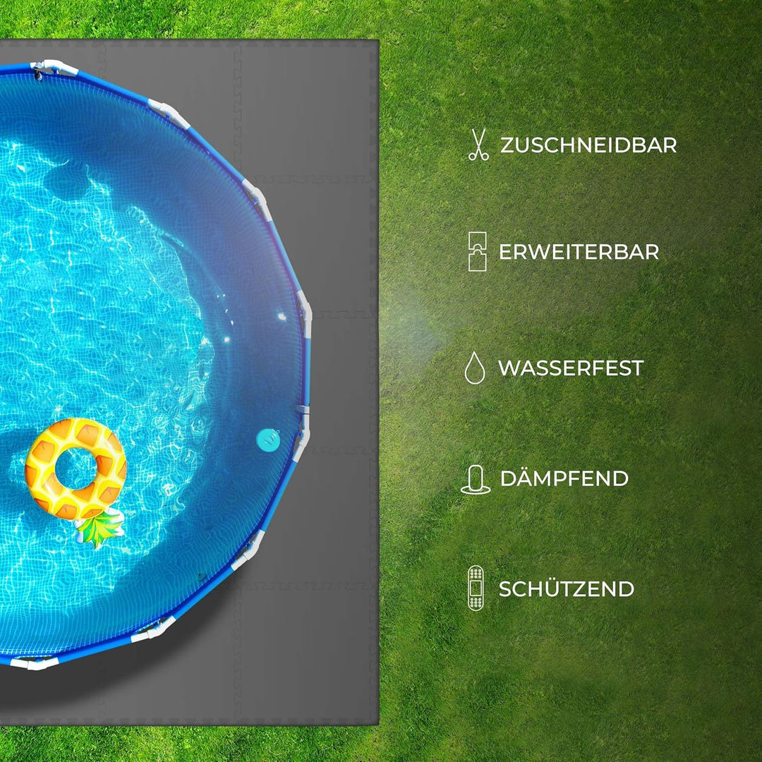 Bestlivings Pool-Bodenschutzmatte, Unterlegmatte zum Schutz ihres Pools, 8 Stück (52x52x1,2 cm) - 2,