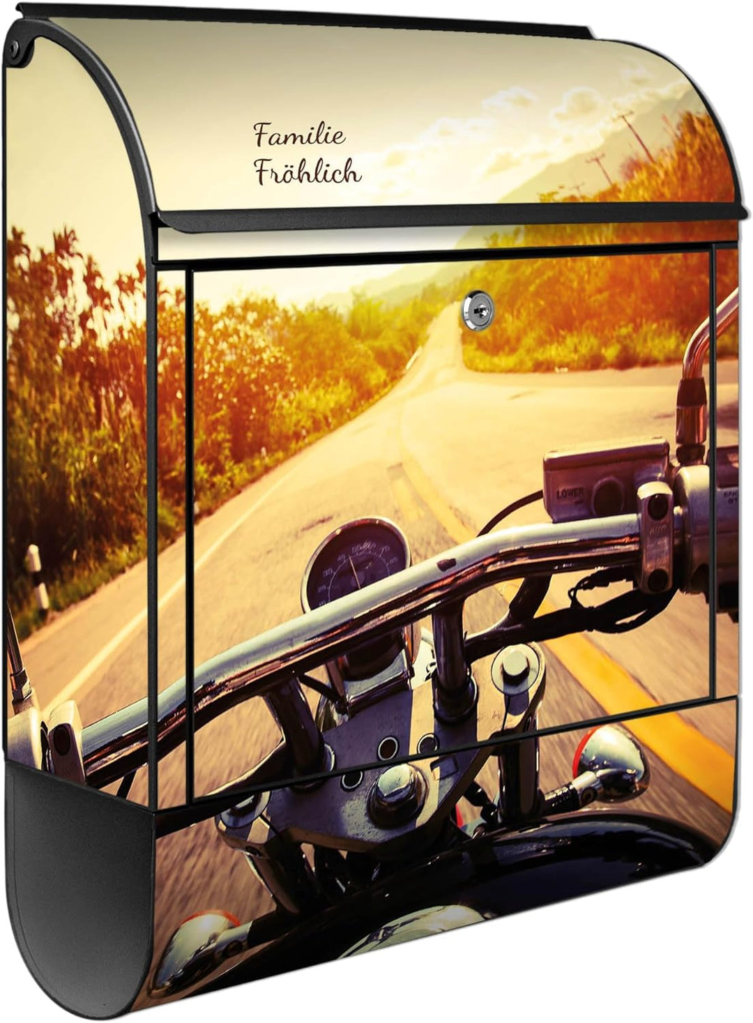 banjado® Design Briefkasten personalisiert mit Motiv Easy Rider 39x47x14cm & 2 Schlüssel - Briefkast