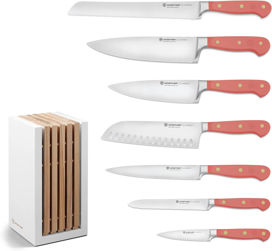 WÜSTHOF Classic Messerblock mit 7 Messern, Coral Peach (Orange), Coral Peach