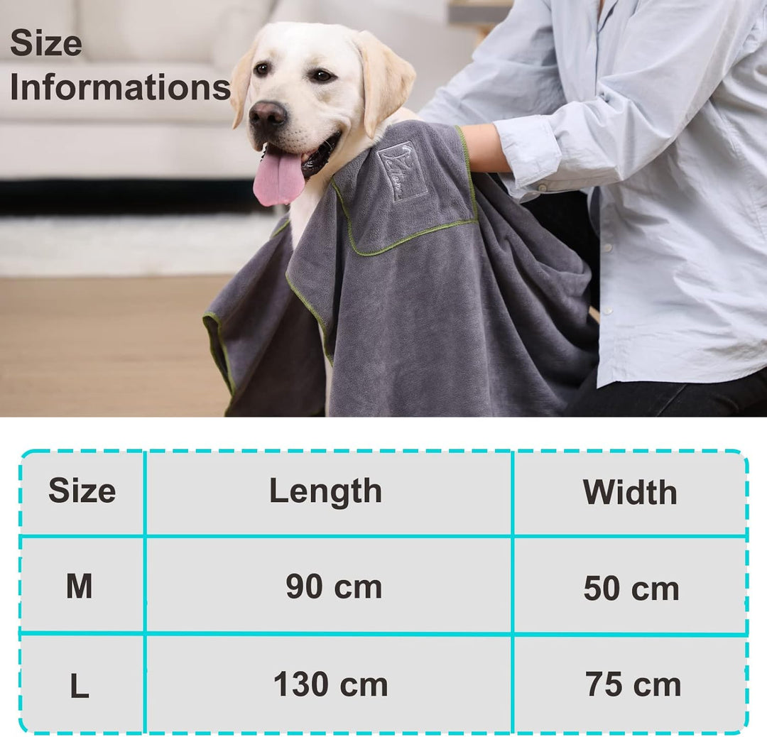 PETTOM 2 Stück Hundebademantel (130 x 75 cm), Mikrofaser Hundehandtuch Super Saugfähig Schnell Trock